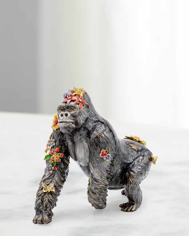 Gorilla with Flowers and Butterflies Figurine